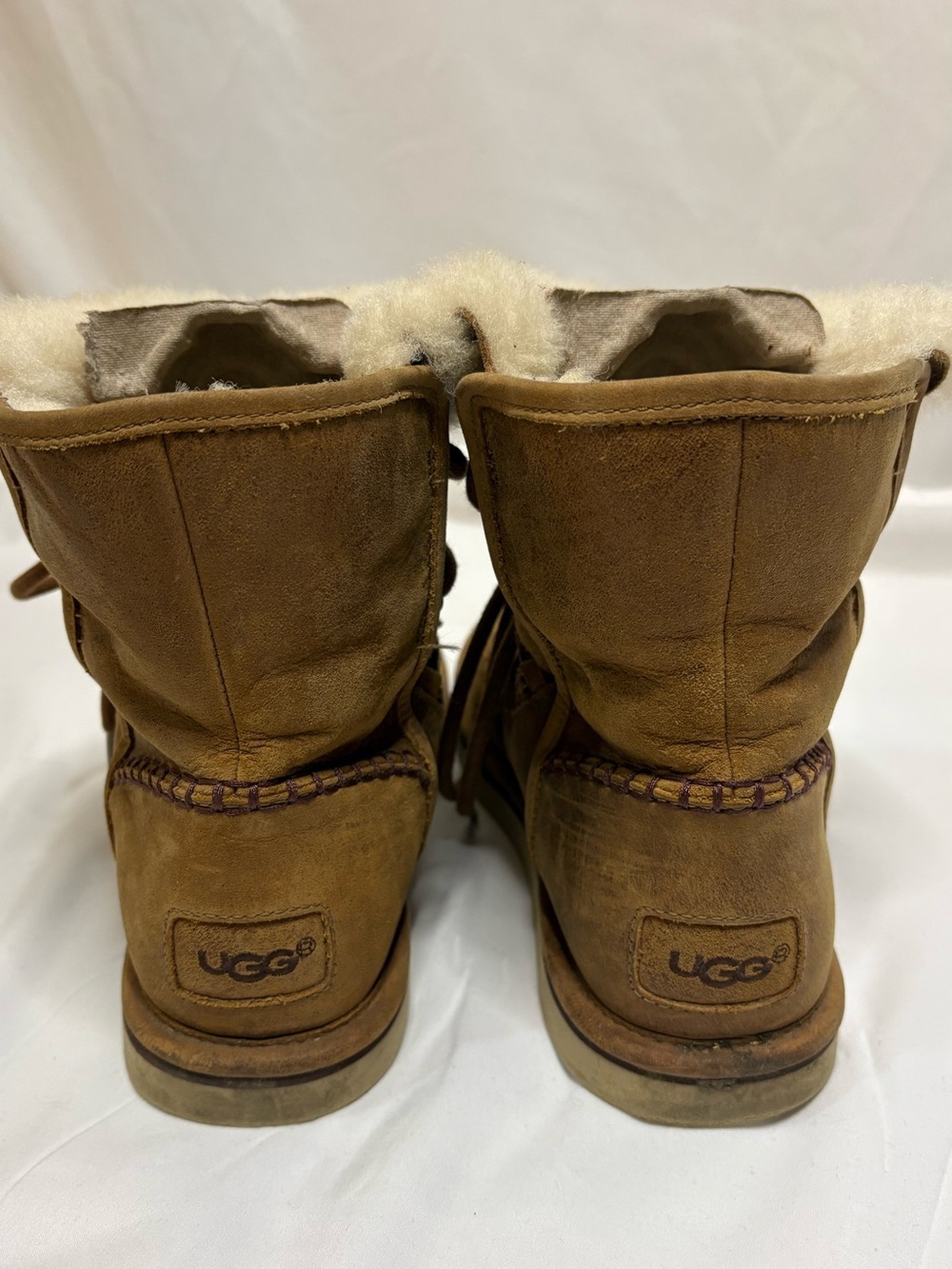 UGG Women’s 8 Lodge Chestnut Lace Up Suede Boots Cozy Winter Cabincore - Picture 5 of 12